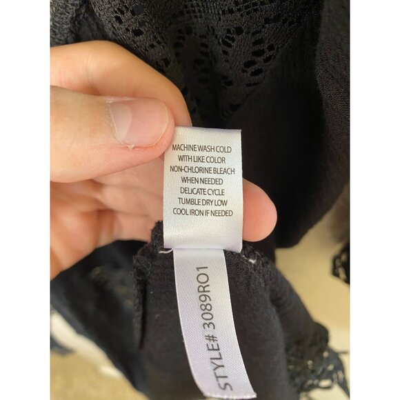 Moral Fiber Womens Black Lace Open-Front Cardigan M 100%‎ Rayon Lightweight - Picture 5 of 7